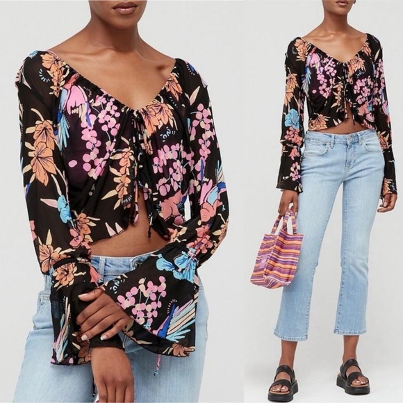 FREE PEOPLE WOMEN’S OF PARADISE TOP BLACK COMBO-SIZE X-SMALL - Picture 6 of 16